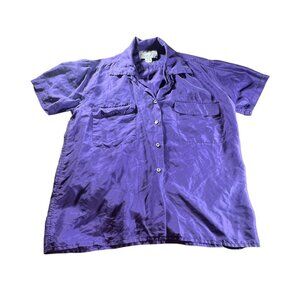 Vintage 80’s Purple Silk Button-Up Blouse